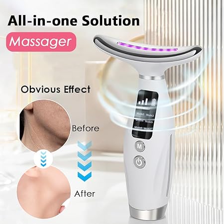 💆♀️ Facial & Neck Massager ✨ 7 Colors LED – Lifting, Contouring & Lymphatic Drainage Face Massager for Glowing Skin 🌸