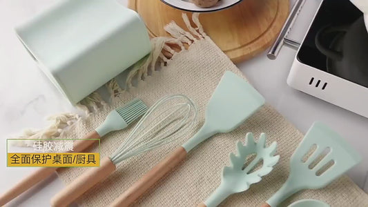🍳 12 Pcs Silicone Cooking Utensils Set – Non-Stick, Heat Resistant Kitchen Tools for Everyday Cooking 🍲
