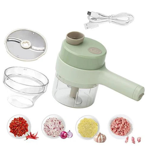 🥕 4-in-1 Handheld Vegetable Chopper – 🧄 Garlic, 🍖 Meat &  Fruit Cutter