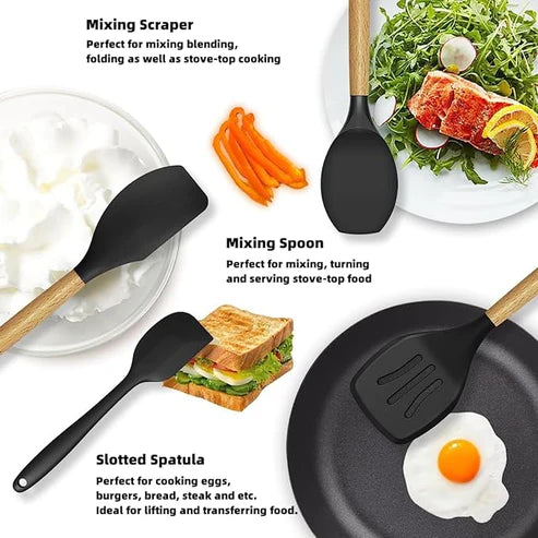 🍳 12 Pcs Silicone Cooking Utensils Set – Non-Stick, Heat Resistant Kitchen Tools for Everyday Cooking 🍲