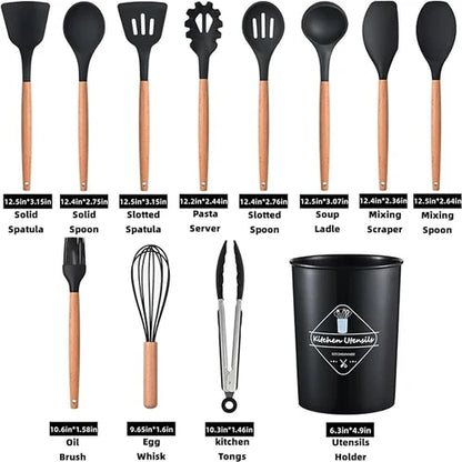 🍳 12 Pcs Silicone Cooking Utensils Set – Non-Stick, Heat Resistant Kitchen Tools for Everyday Cooking 🍲