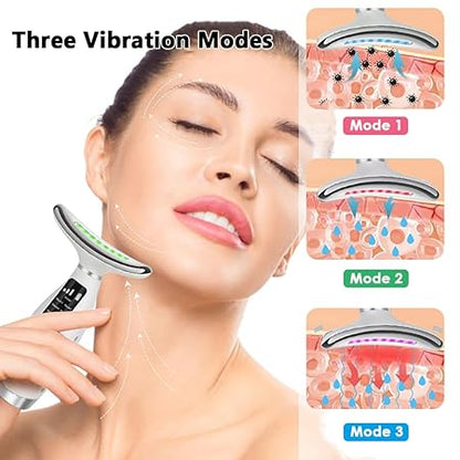 💆‍♀️ Facial & Neck Massager ✨ 7 Colors LED  – Lifting, Contouring & Lymphatic Drainage Face Massager for Glowing Skin 🌸
